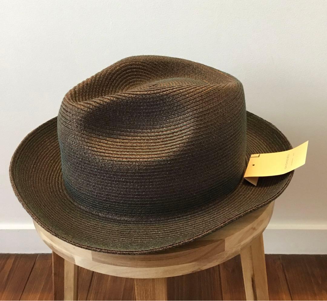 専用◆新品未使用◆石田製帽 マニラ麻中折れ帽◆モスグリーン◆サイズL