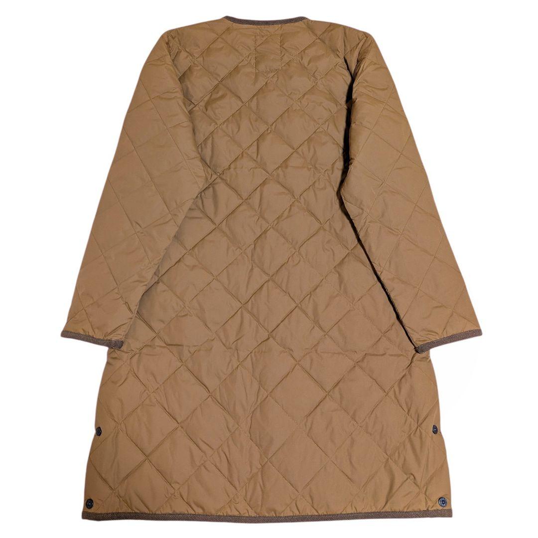 新品 タイオン パイピングクルーネック ロングダウンコート ブラウン XL