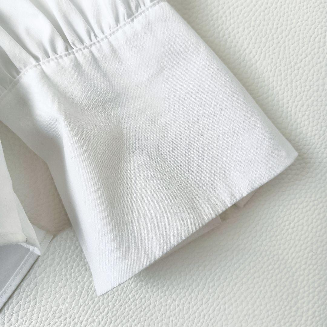 ほぼ未使用✨《セオリーリュクス》25SSバンドカラーブラウス フリル 大きめ