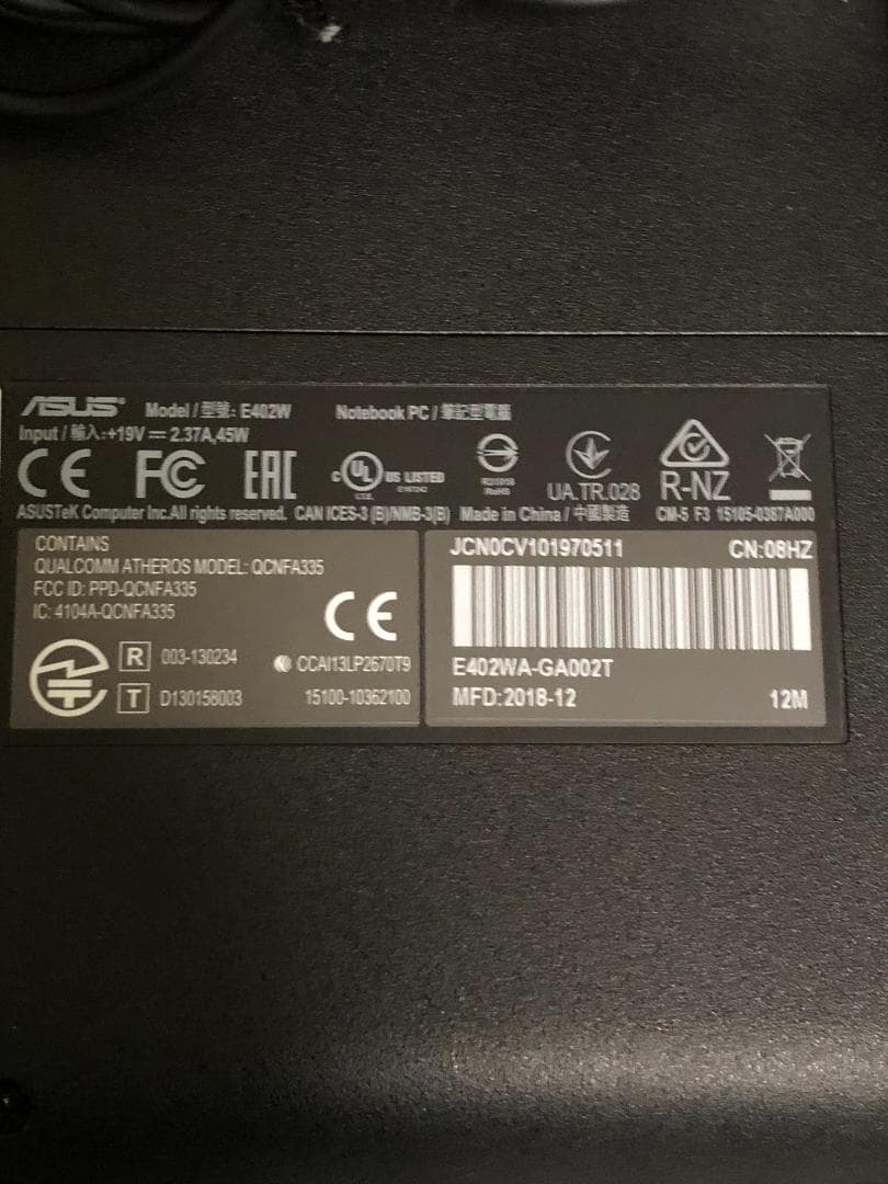 ASUS E14 E402WA-GA002T・SSD-240GB増設済・2018