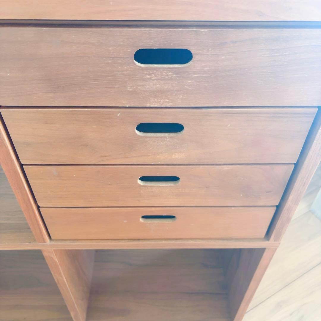 無印良品 スタッキングシェルフ 3×3 ウォルナット収納＋引き出し2個