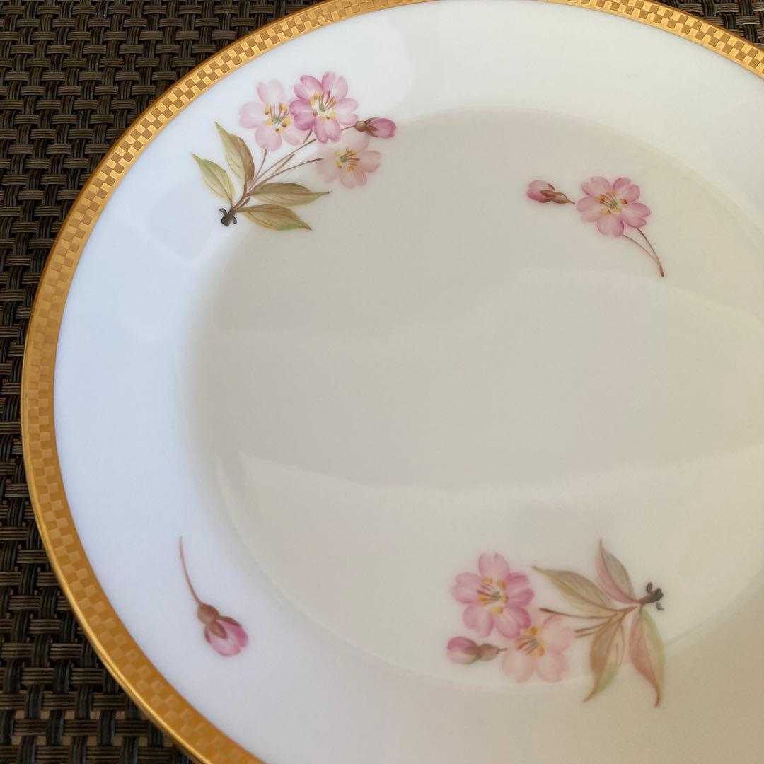 【未使用】大倉陶園　歳時記シリーズ　桜　市松　金彩　皿　16.5cm 2枚　貴重