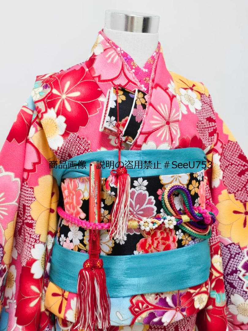 七五三　7歳　ブランド　花うさぎ　着物　セット　女の子 *c32