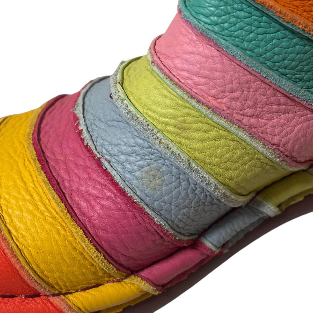 【美品】estacion エスタシオン　ショートブーツ　マルチカラー　人気　L