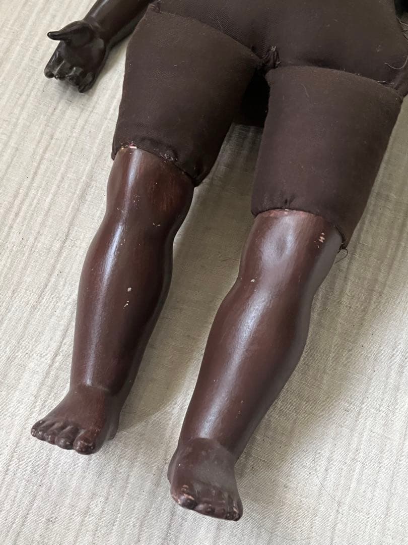 アンティーク/ヴィンテージ黒肌コンポジションドールレトロ人形ビスクドール