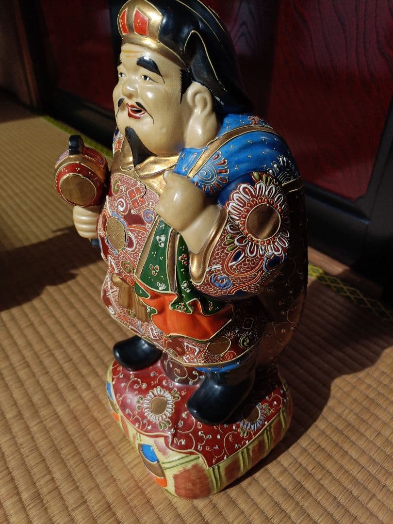 最高級九谷焼七福神（大黒天、恵比寿）置物2体セット　九谷岡山作