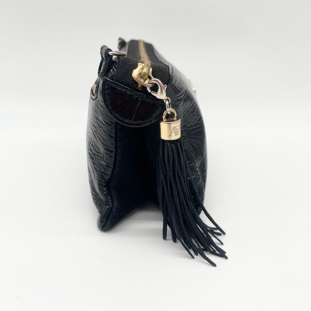 ATAO アタオ　ブーブー　ショルダーバッグ　エナメル　タッセル　ブラック