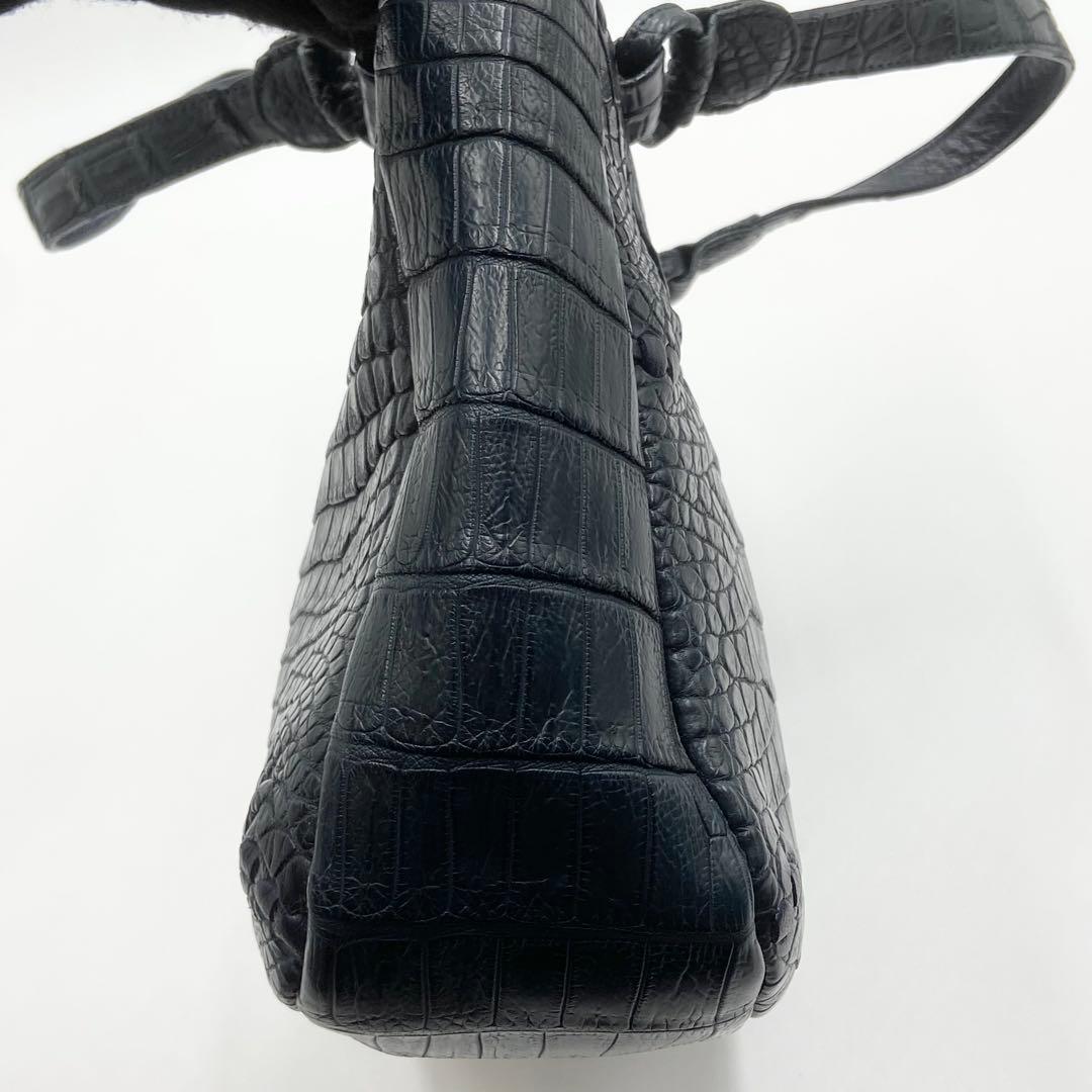 極美品　IBIZA イビサ　2way クロコダイル　マット　レザ　ネイビー