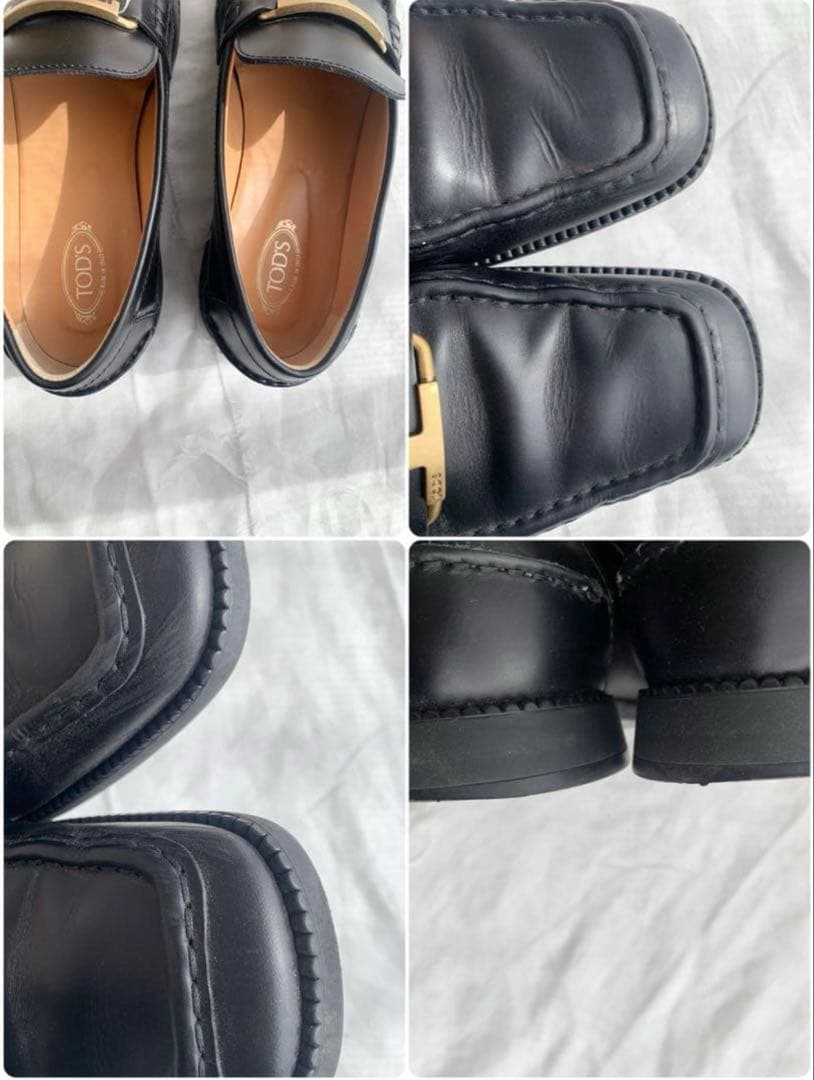 TOD'S Tタイムレスレザースクエアトゥシューズ　３９
