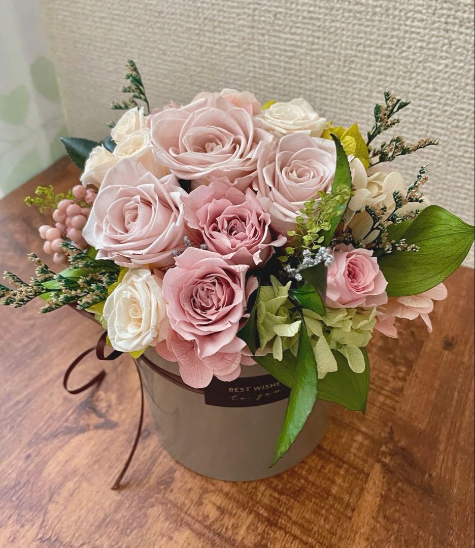 ＊*..くすみピンクのナチュラルアレンジ＊°.プリザーブドフラワー　お花の贈り物