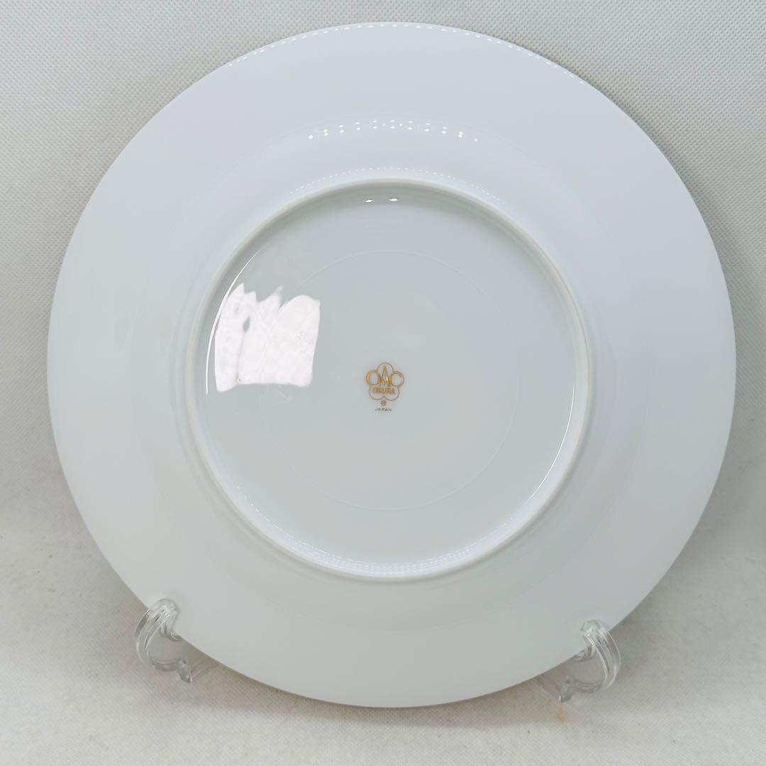 未使用 大倉陶園 片葉金蝕 2枚セット 26㎝ ディナープレート