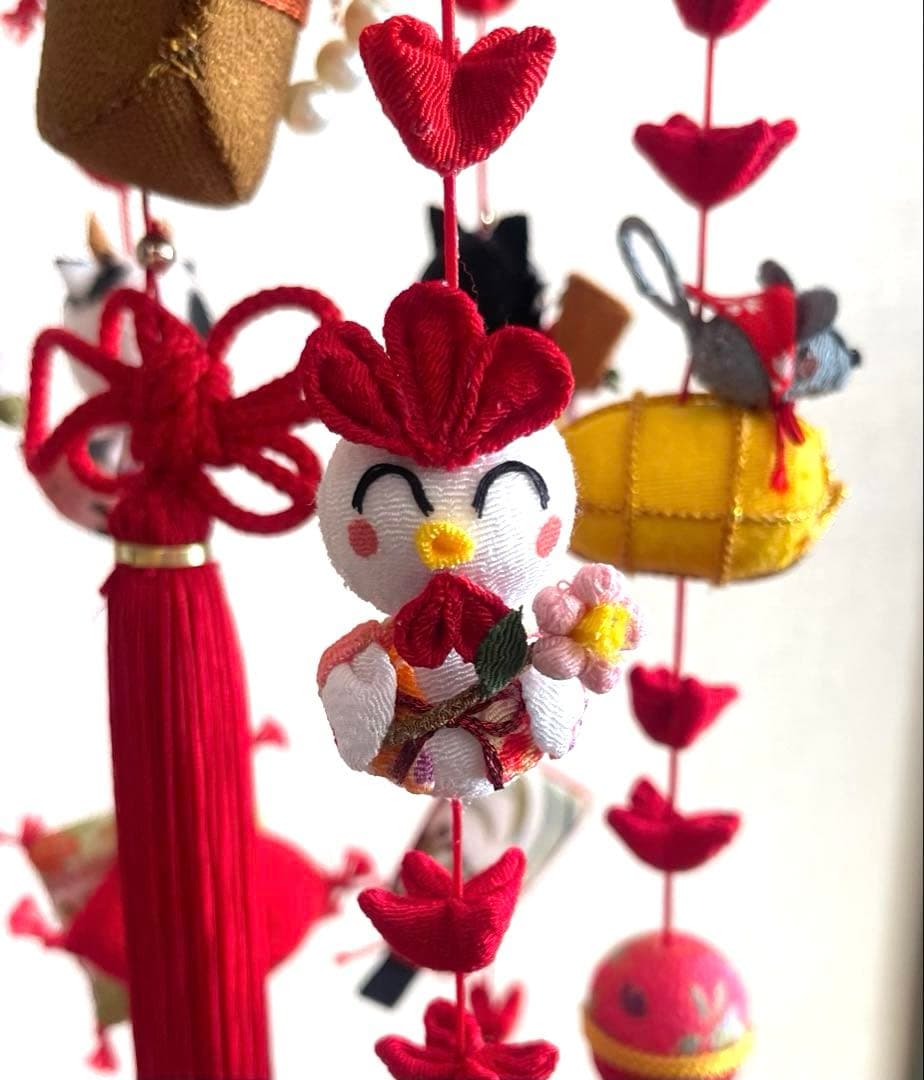 吊るし飾り (十二支) 木目込みまり(桜)