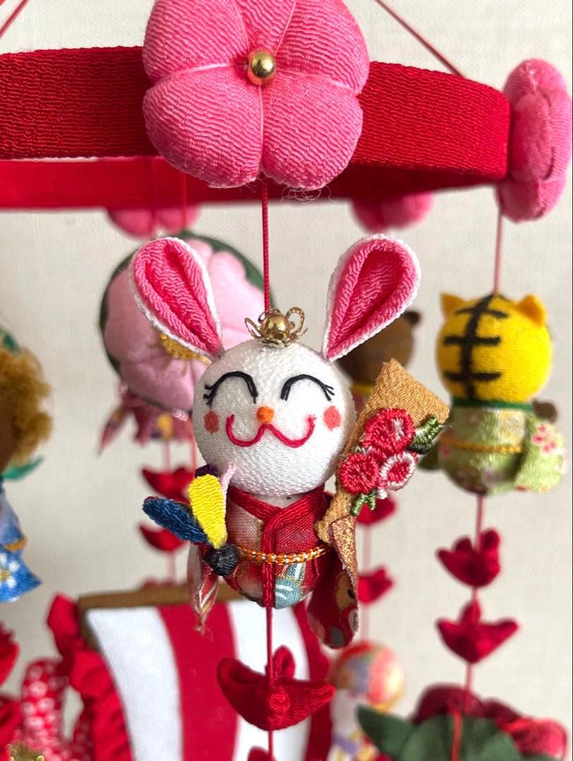 吊るし飾り (十二支) 木目込みまり(桜)