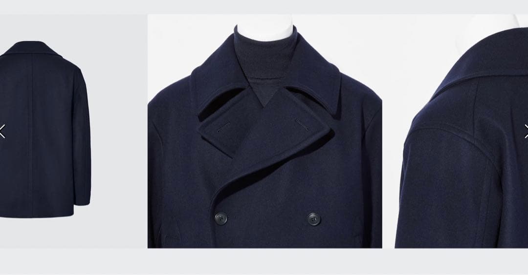 ウールブレンドオーバーサイズピーコート ネイビー ユニクロJ+ 新品