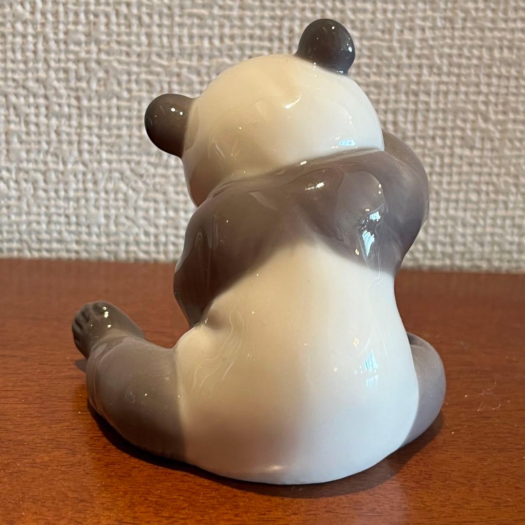 超美品　リヤドロ　パンダ　紫の花　フィギュリン　人形　陶器　置物　E オブジェ