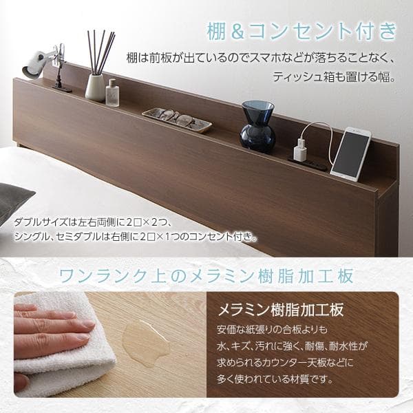 ベッド  ブラウン ダブル ポケットコイルマットレス付きds-2151034