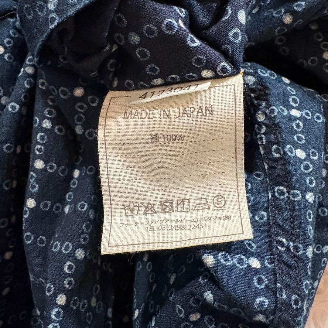 美品✨45R 格子柄　藍染め　シャツ　インディゴ　ドット　現行　45rpm
