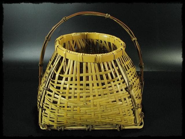 尋牛斎 久田 宗也 宗全作写 置うご 花入 黒田宗傳 宗全籠 書付共箱 f299