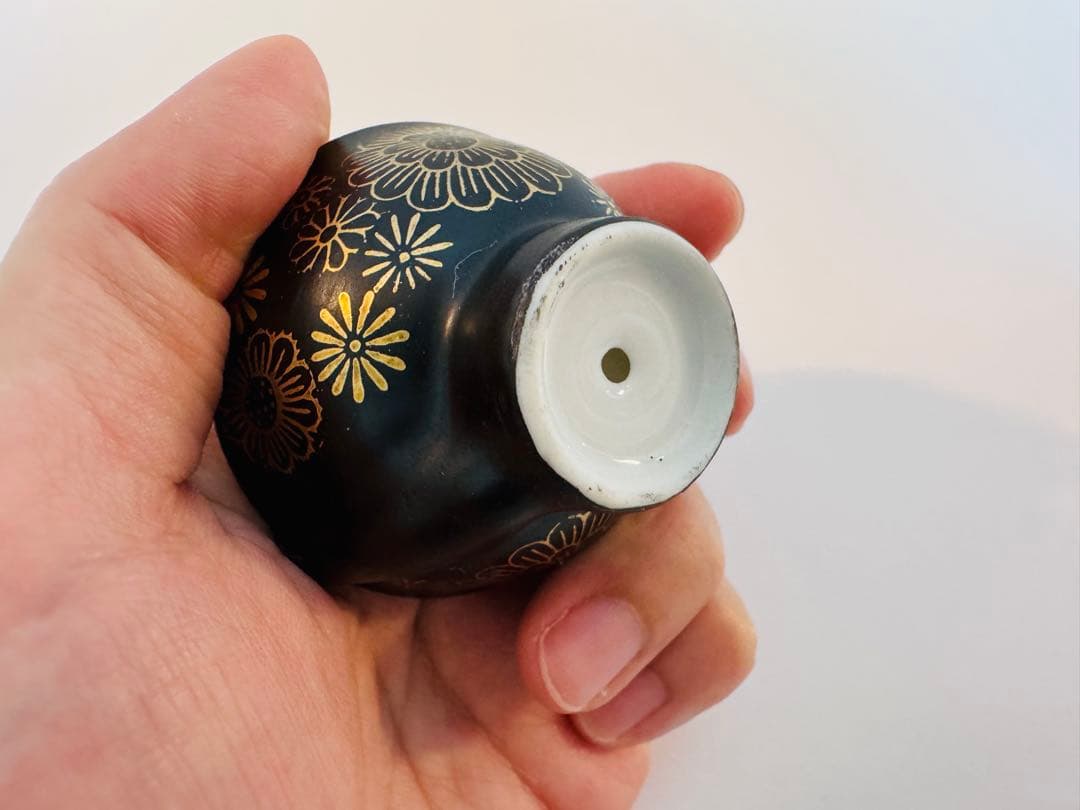 骨董　うぐいす盃　桜と菊