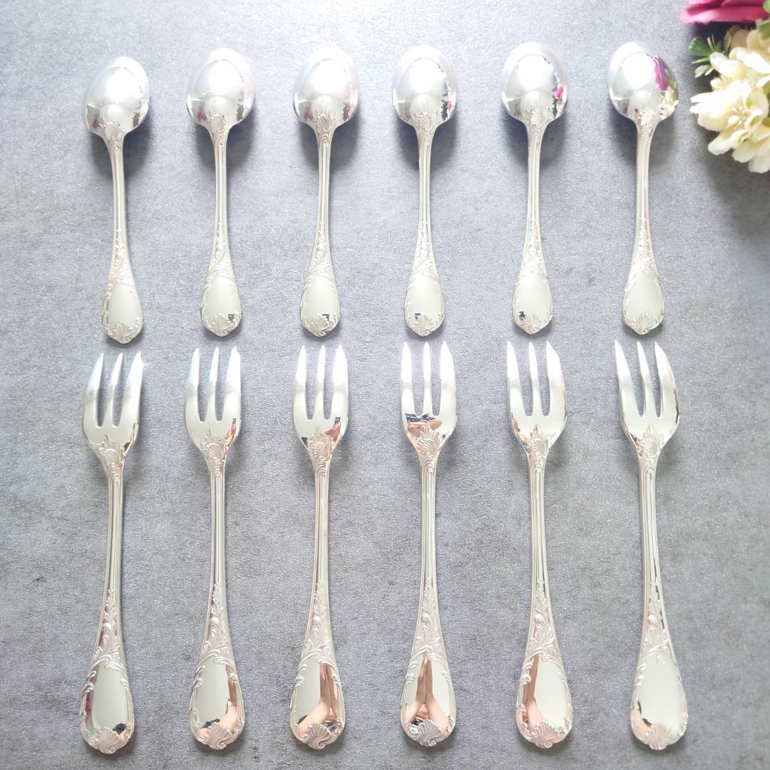 極美品 クリストフル マルリー ケーキフォーク コーヒースプーン 12点 箱付き