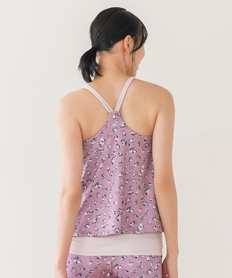 【SUKALA】フラワープリントカバータンクトップ （M ダスティピンク）