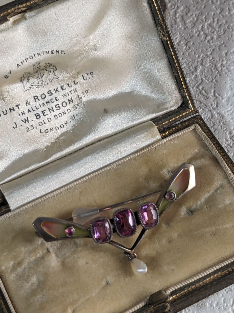 アンティーク　プリカジュールエナメル　アール・ヌーヴォー　ブローチ　お値下げ中