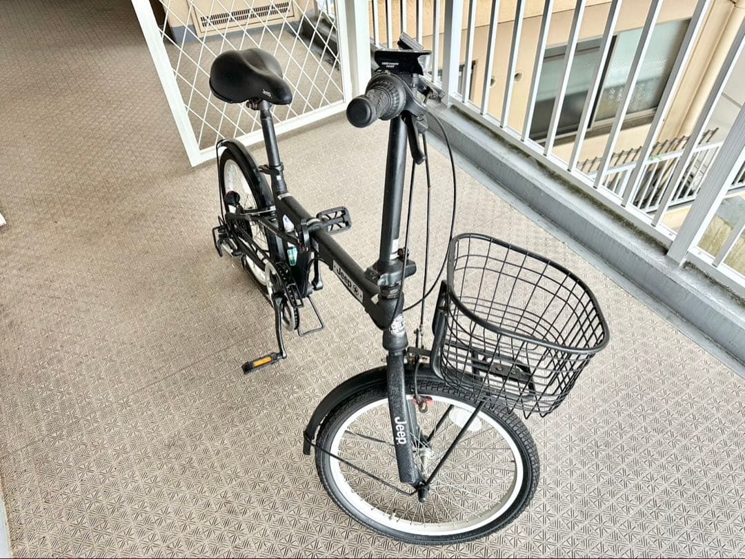 Jeep 折りたたみ自転車 ブラック 前カゴ付き