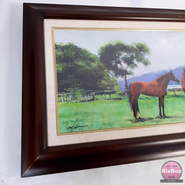 【うま年SALE】馬　油絵　10号　額縁と油絵　午年