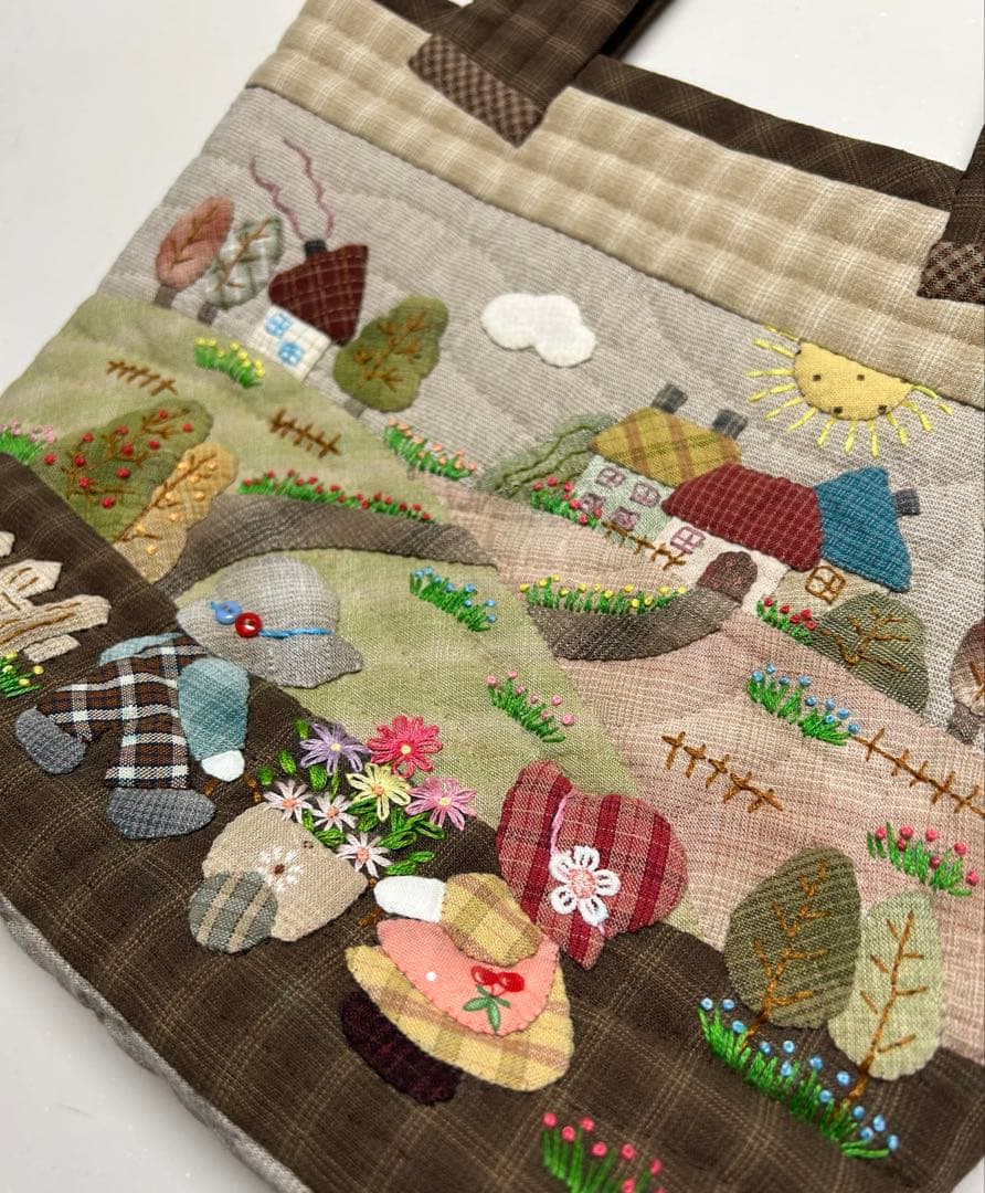 パッチワークスーちゃんのバッグ　裏面ポケット付き