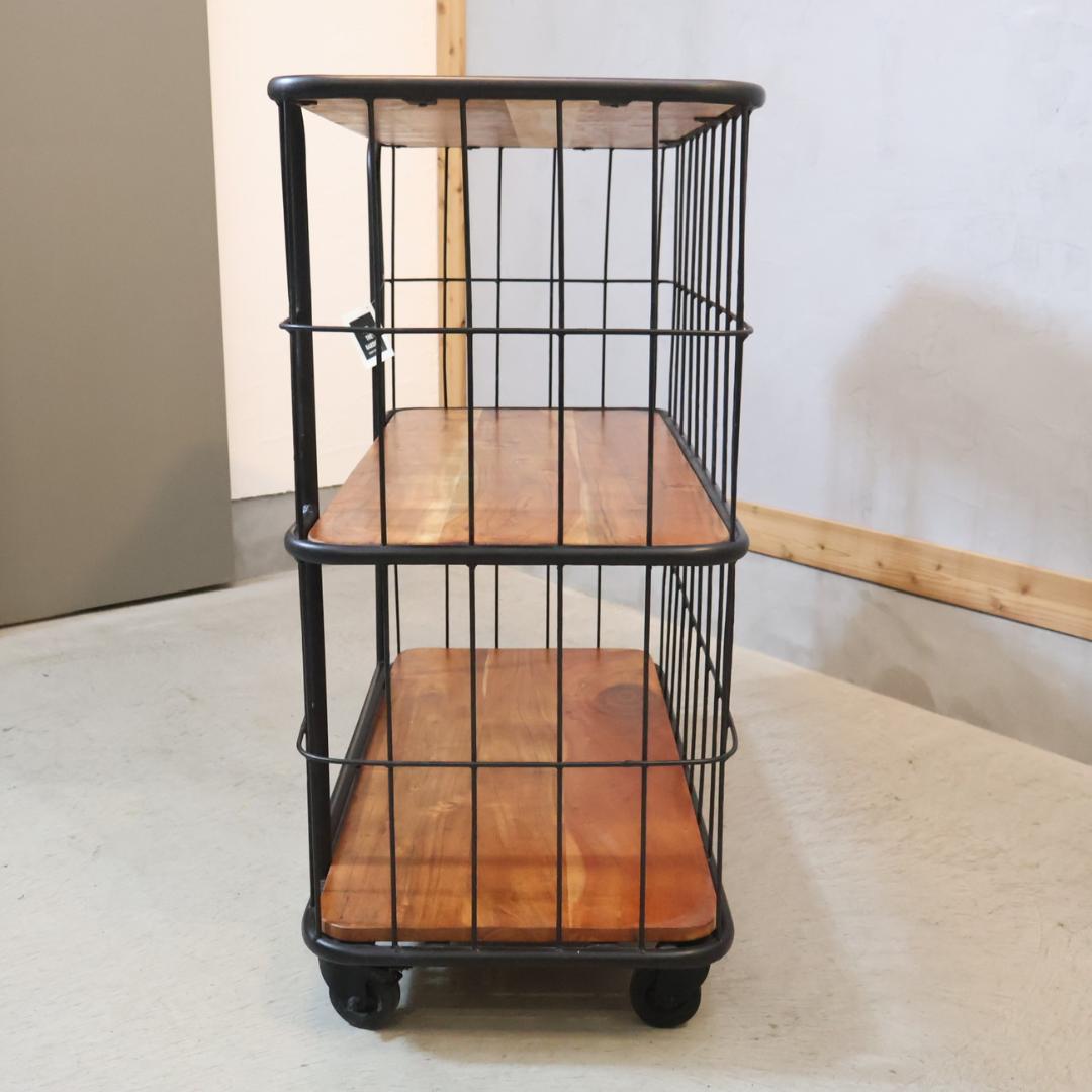 SPICE OF LIFE 3段ワイドワゴンラック オープンシェルフ 工業系