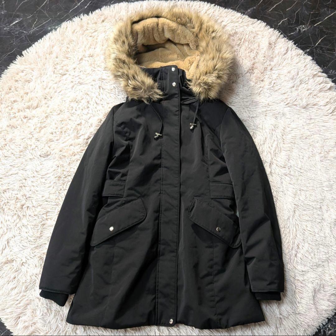 【極美品】ZARA モッズコート 黒 ファー 極暖 L