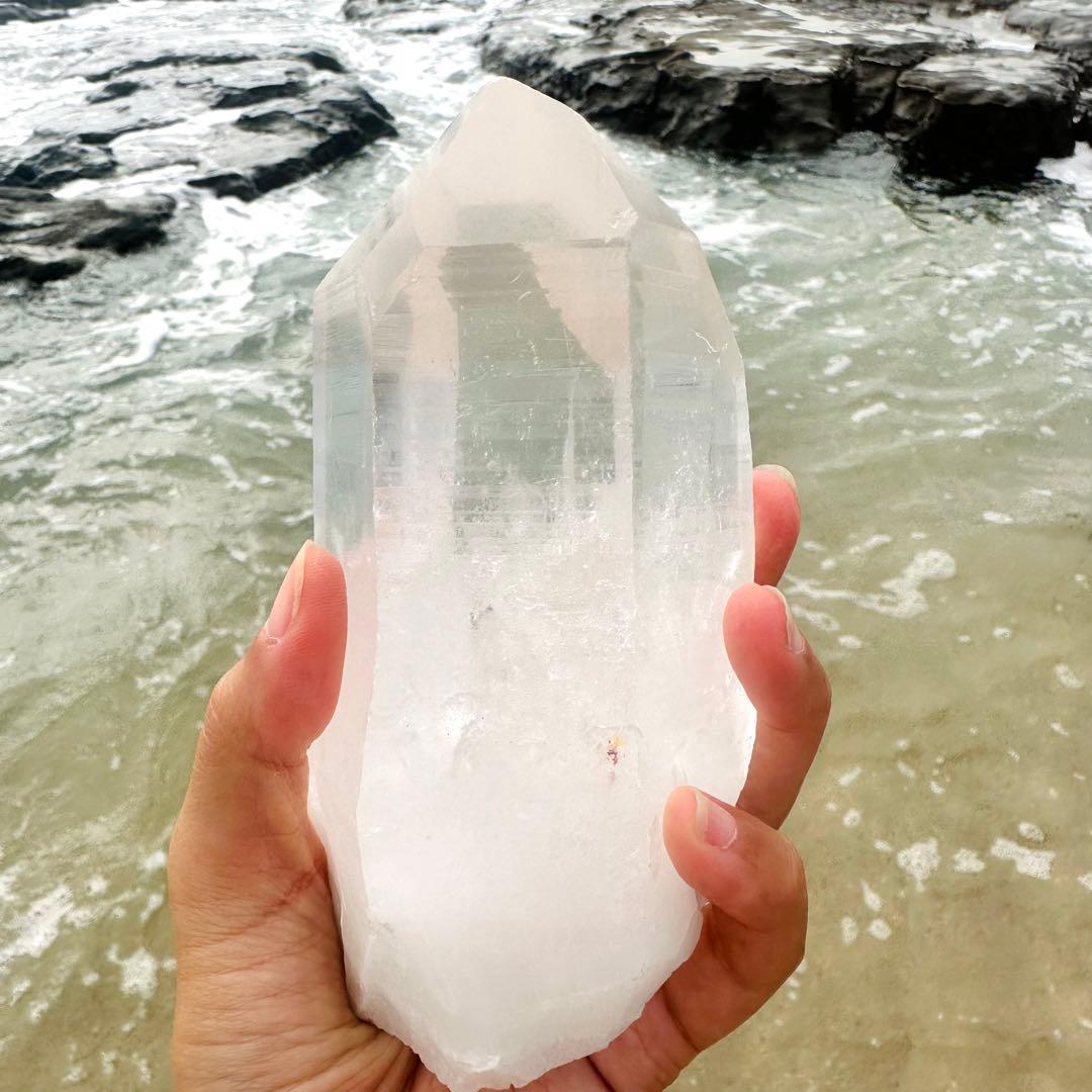 【水晶　ロック クリスタル】　バーコード入り　ビッグポイント　⑤