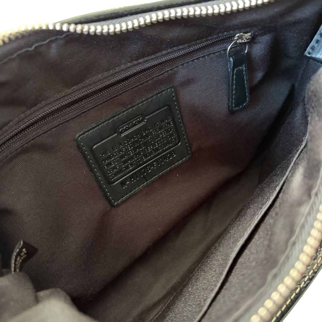 【極美品】COACH コーチ ワンショルダー キャンバス ブラック シグネチャー