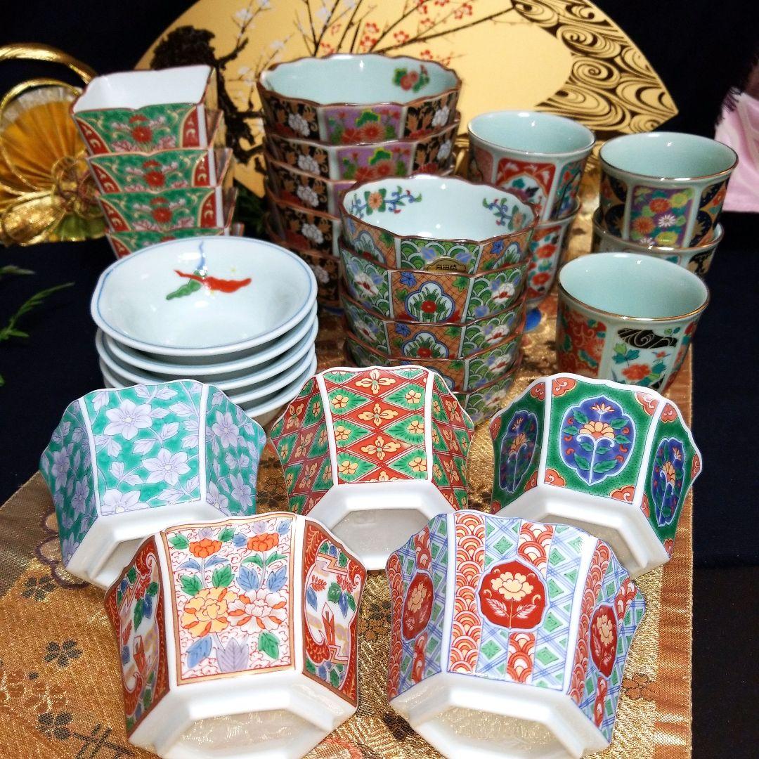 【未使用】　◆ 五人様お膳揃 ◆　有田焼 　仁祥窯 清秀 華山窯古伊万里　30品