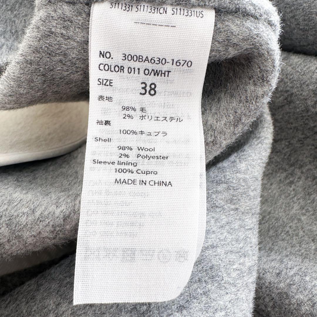 ENFOLD エンフォルド / ウールリバーノーカラーコート　バイカラー 38