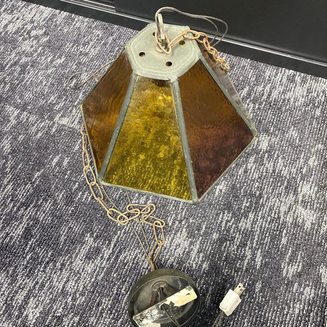 昭和レトロ　ステンドグラス　ペンダントライト　色ガラス　レトロ　ヴィンテージ