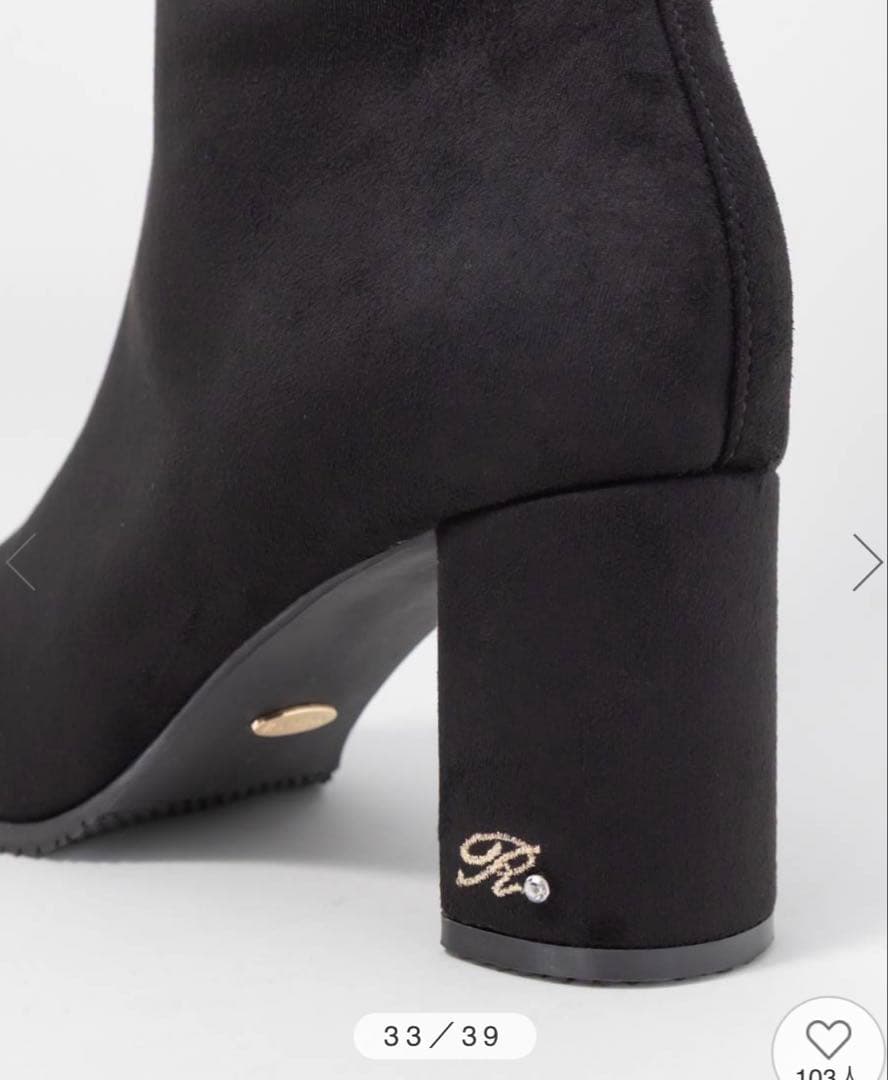 RANDA 晴雨兼用 2WAY ビジューベロアリボンロングブーツ Sサイズ