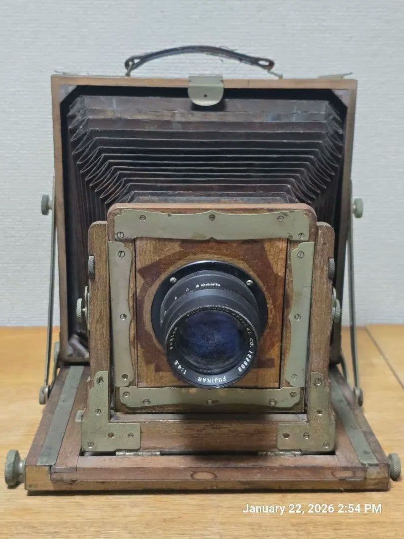 大判カメラ 木製 折りたたみ式 FUJINAR 4.5/135mm