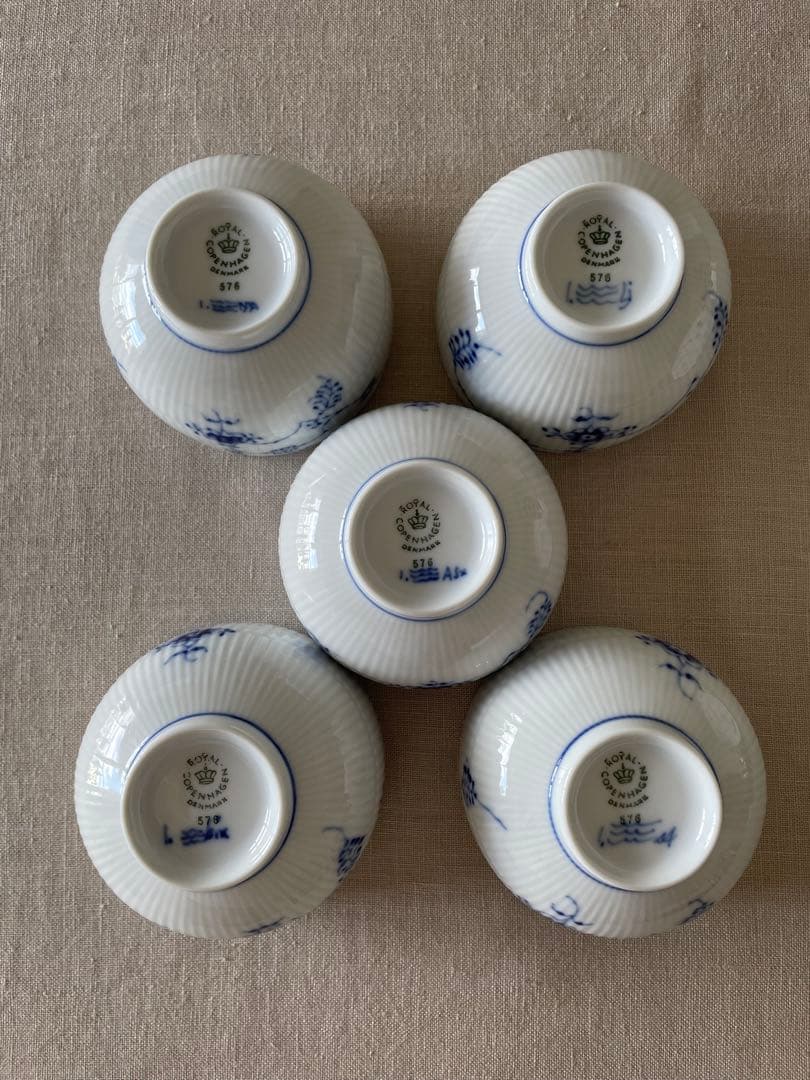 ロイヤルコペンハーゲン ブルーフルーテッドハーフレース 急須 湯呑 5客 セット