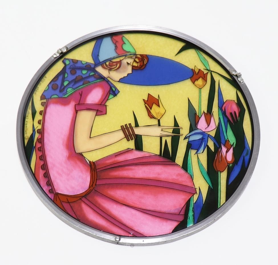 新品 チューリップと女性 ヴィンテージ ステンドグラス ホールマーク社 アメリカ