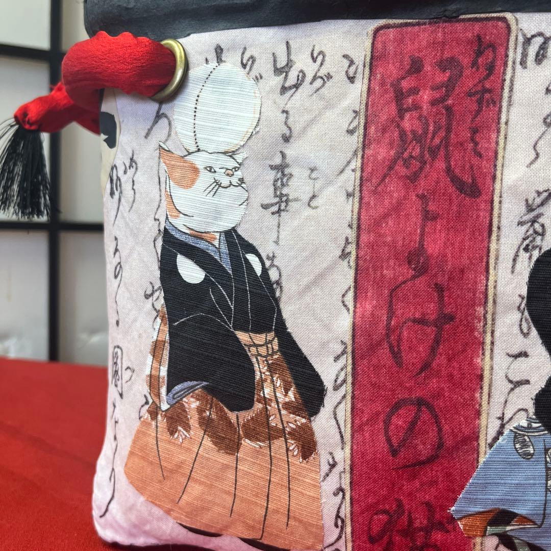 鼠よけの猫 歌川国芳 浮世絵 一閑張り バッグ かごバッグ ハンドバッグ 猫