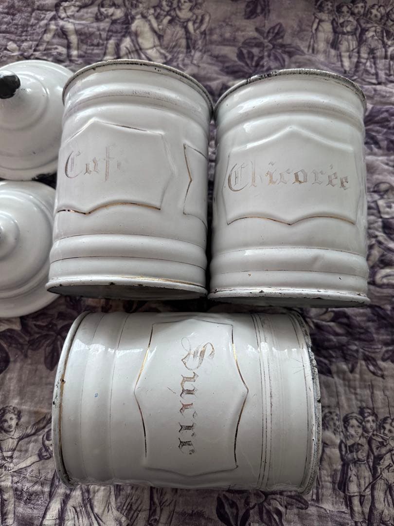 アンティーク　ホーロー　キャニスター　セット　フランスアンティーク