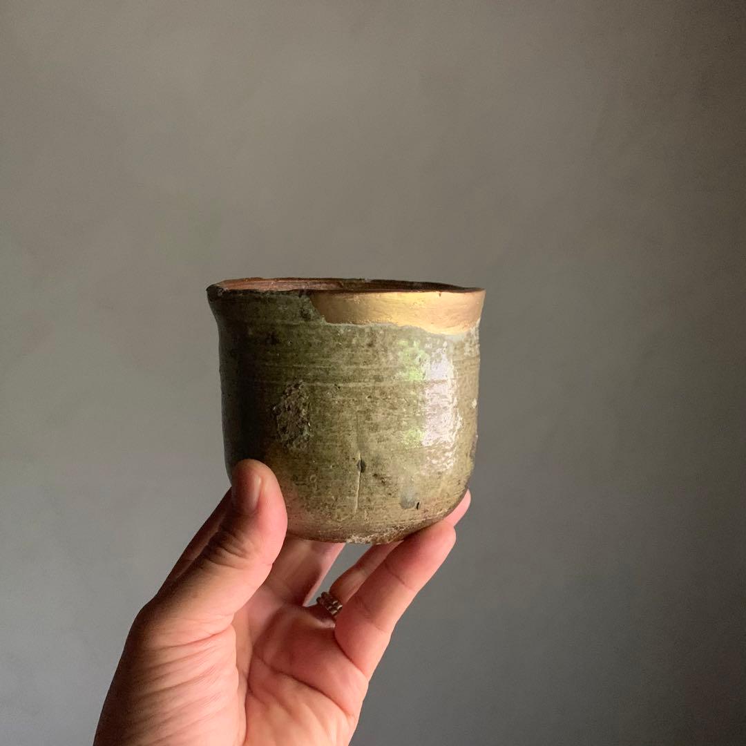 信楽 筒茶碗 古美術 古道具 アンティーク 信楽焼 直しあり
