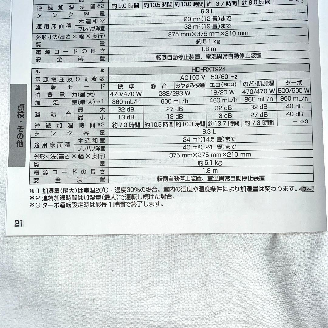 Dainichi製ハイブリッド加湿器　HD-RXT924(W)　保証期間残有り