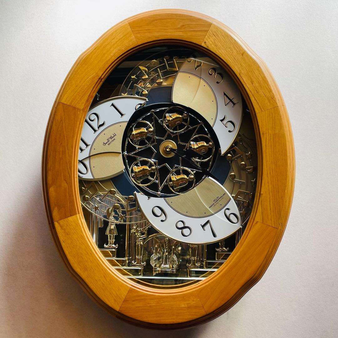 完動品 からくり時計 スモールワールドソルシアN 電波掛け時計 メロディ時計