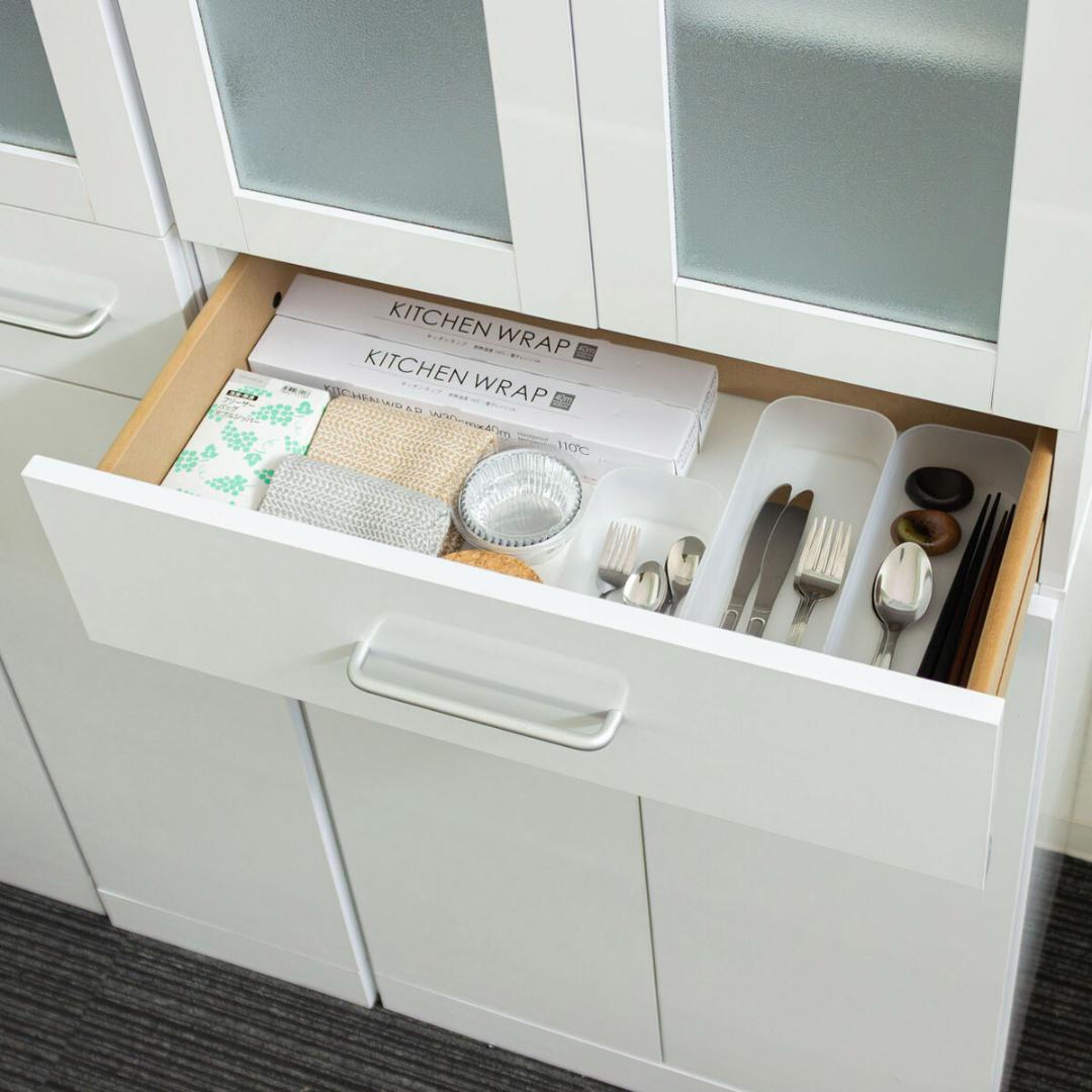 ヌーヴォー　食器棚　サイズ60-180　収納棚　鏡面メラミン仕様　背面化粧仕上げ