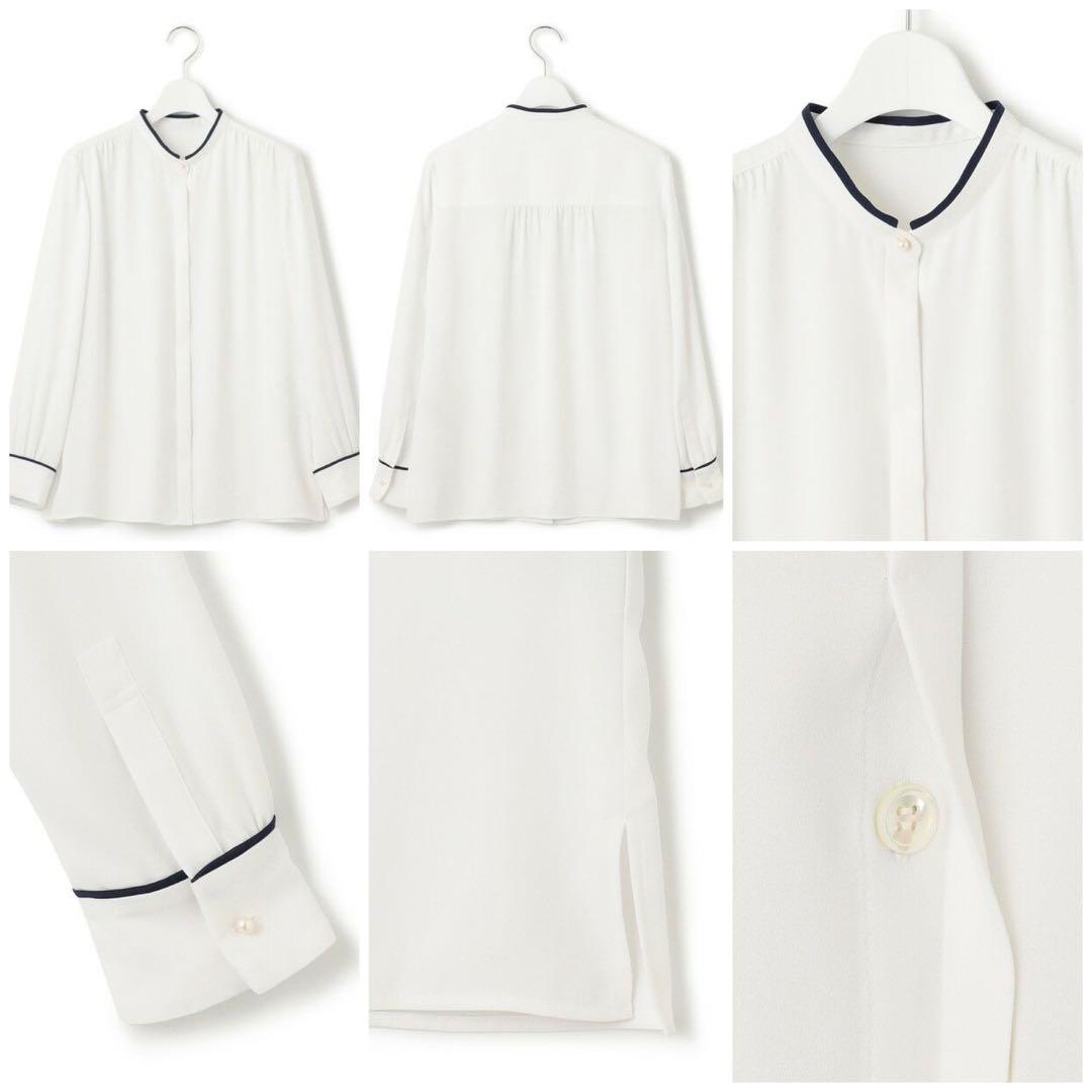 大きいサイズ 23区 バックサテンアムンゼンバイカラーブラウス(自由区ICB組曲