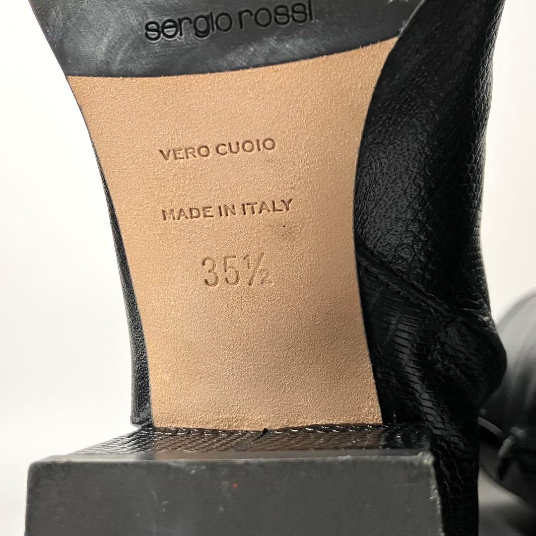 【美品】セルジオロッシ　リザードロングブーツ　ブラックバックル　黒22.5 近年
