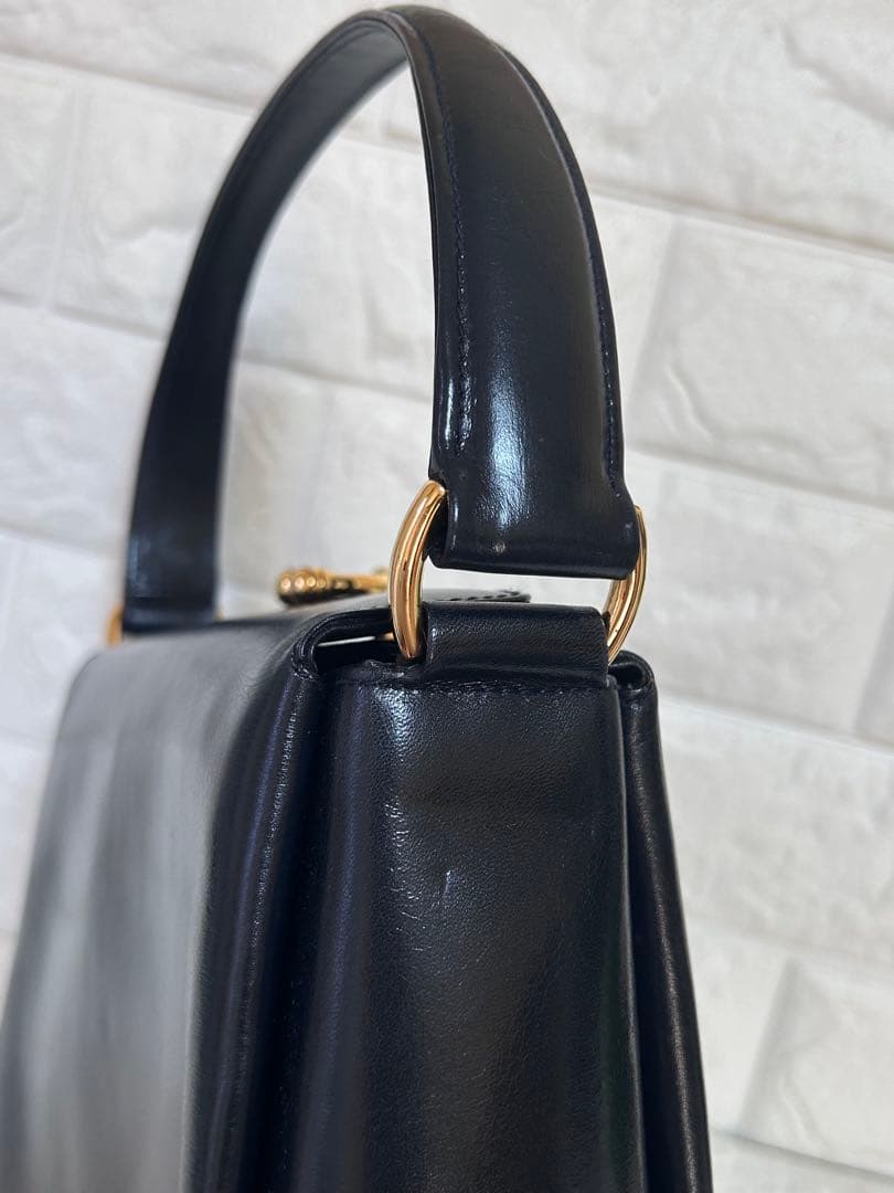 GUCCI カーフハンドバッグ　濃紺