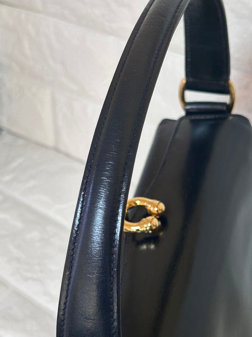 GUCCI カーフハンドバッグ　濃紺